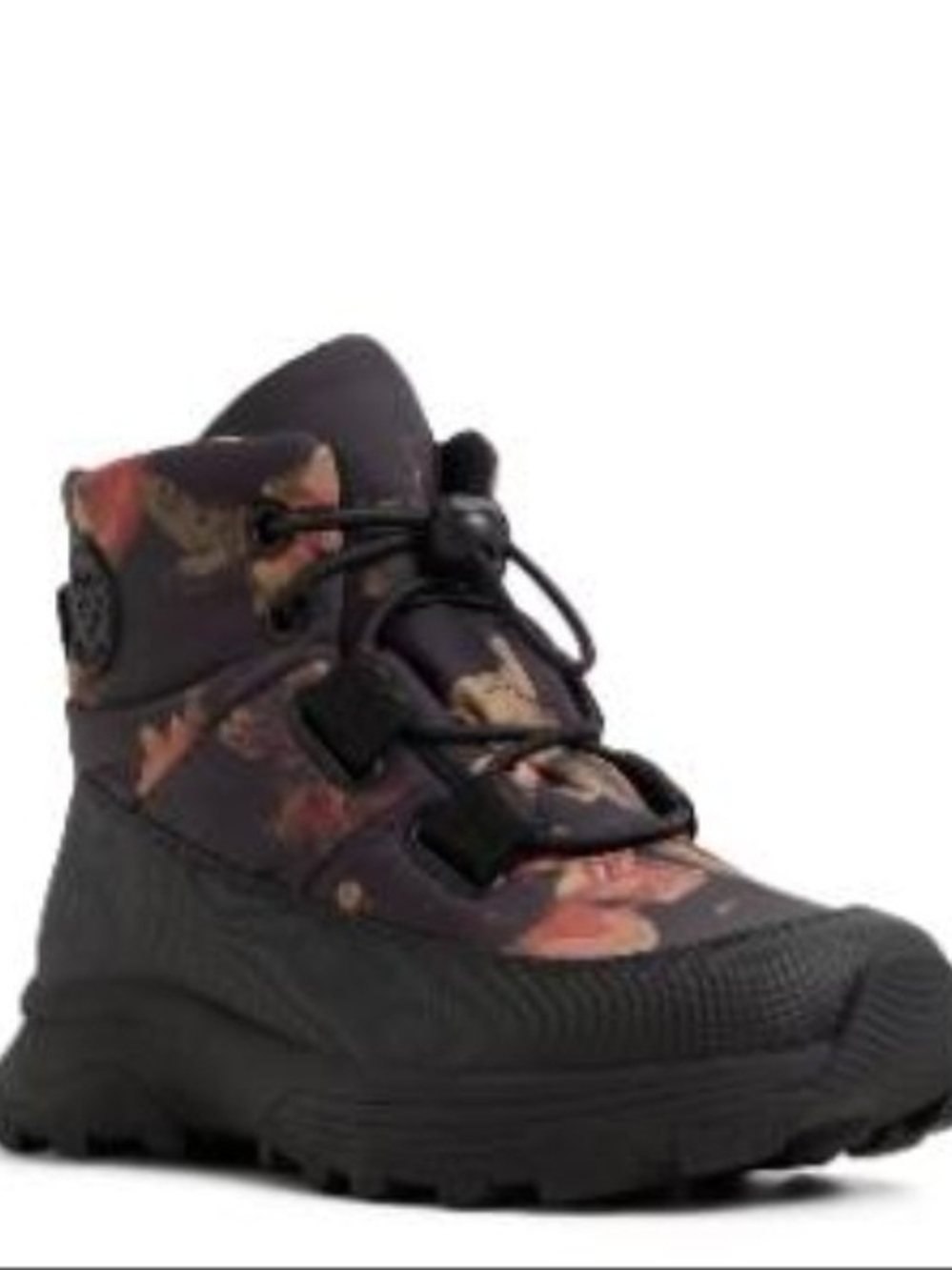 Roxy Black Floral-Accent Winter Boot
